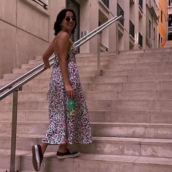 ZARA FLORAL PRINTED MIDI DRESS - Picture 3 of 13